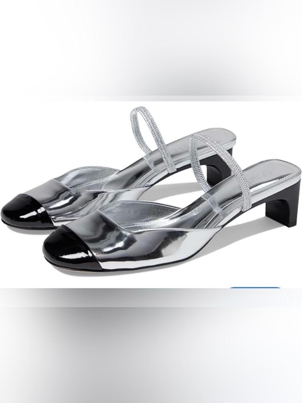 SCHUTZ Design Statement Silver and Black Slingback Mules 9.5